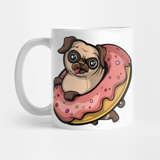 Pug Dog Riding Donut Mug